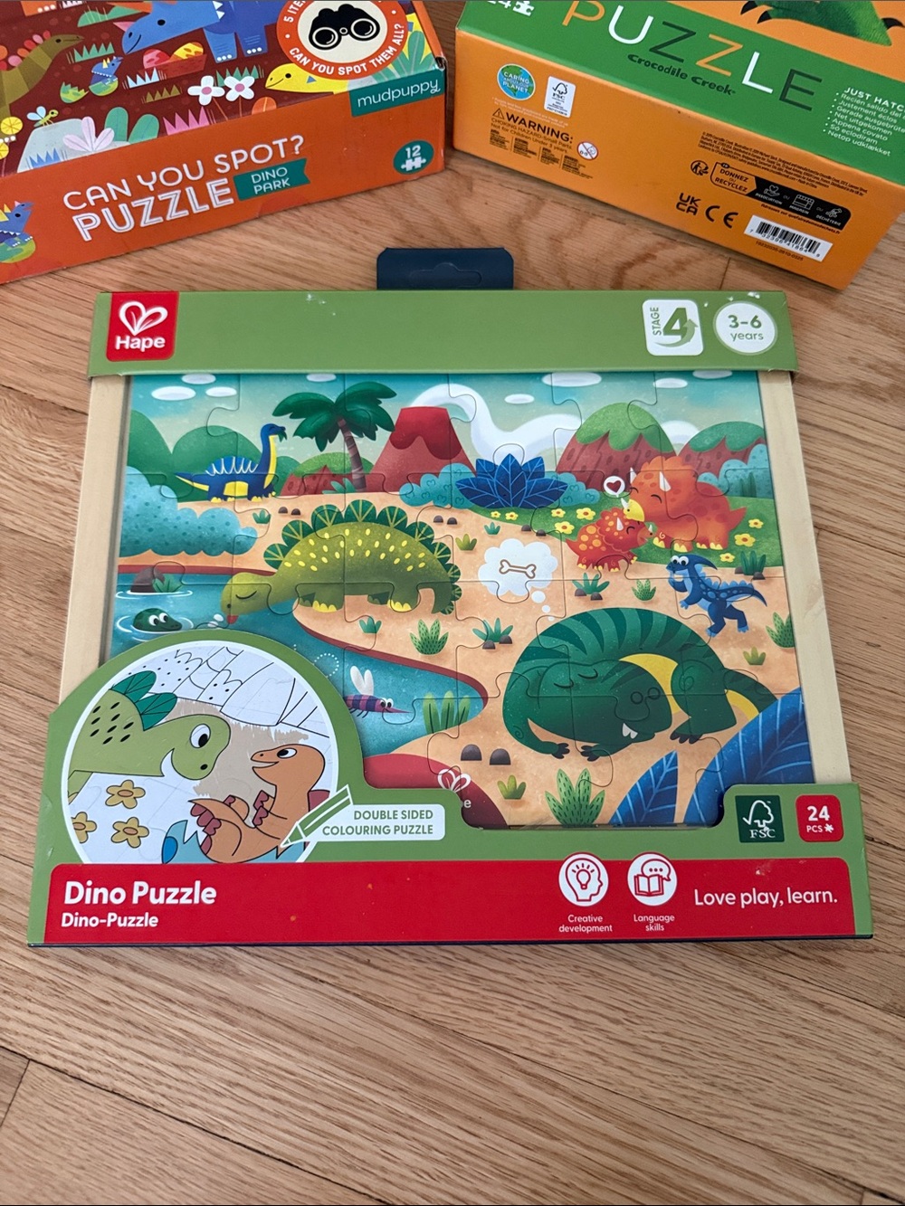 NWT Jigsaw Puzzle bundle (x3) - Green Wooden Dinosaur Jigsaw for Kids - Picture 2 of 6